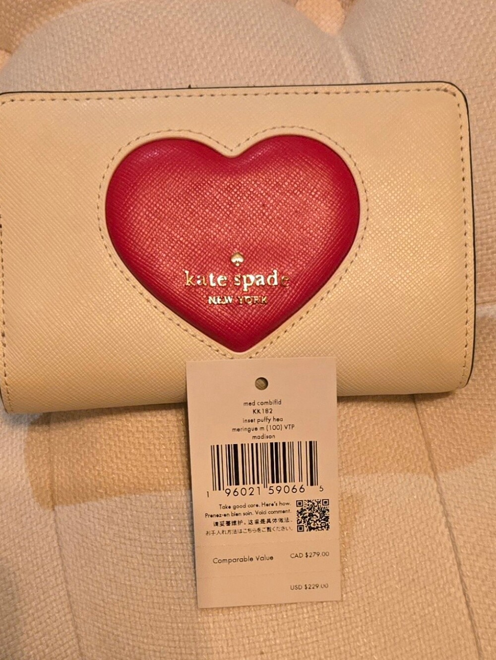 Kate Spade New York Madison Puffy Heart Medium Compact Bifold Wallet